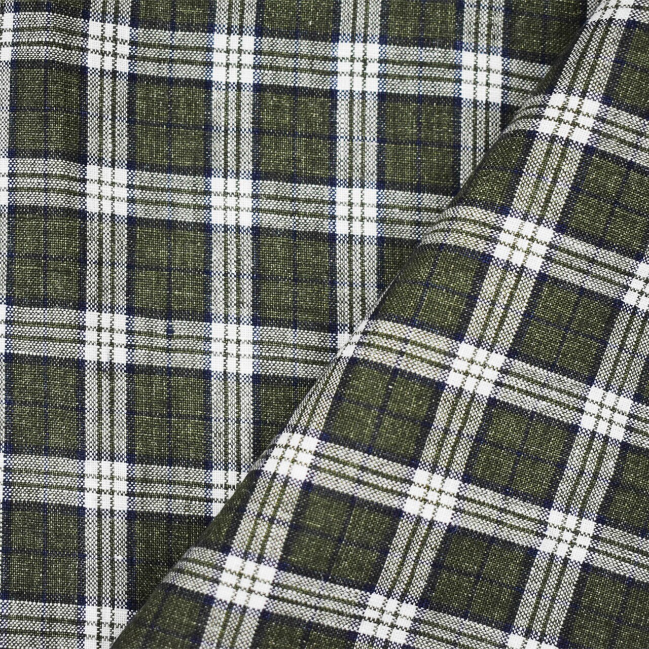 Green-Blue-Multi Spence Bryson Washed Plaid Irish Linen Woven Fabric By the Yard